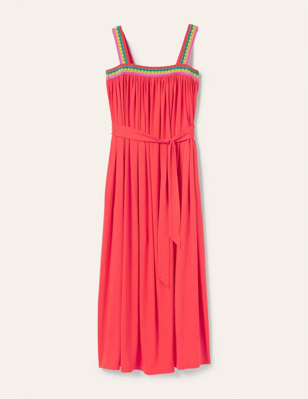 Boden Midi Dress Womens Size 14 Orange Stretch Sleeveless Scoop Neck Preppy B67
